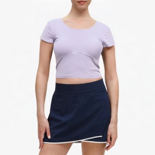 Women's Elastic Round Neck Sports Short Sleeves