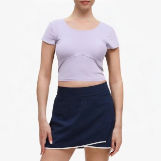 Women's Elastic Round Neck Sports Short Sleeves